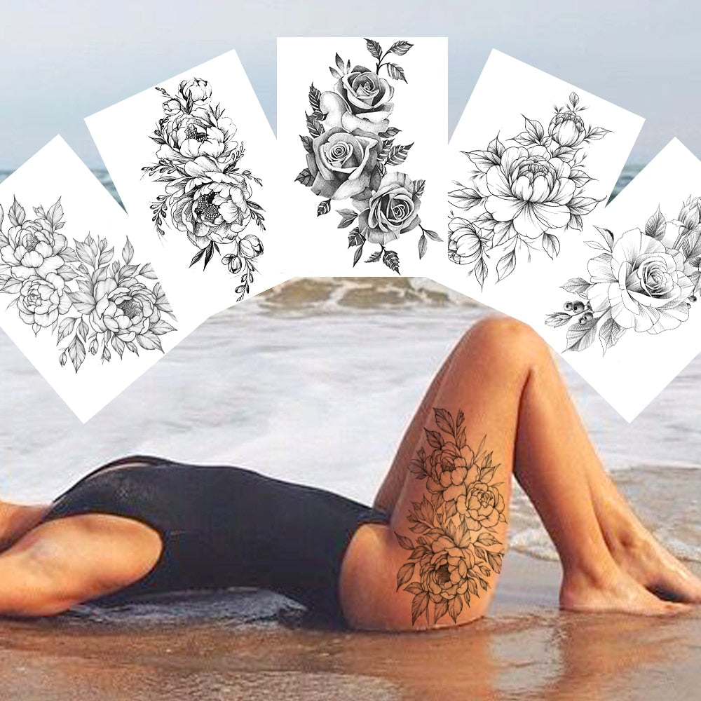 Sexy Flower Temporary Tattoos For Women Body Art Painting Arm Legs Tat –  Sui Generis: Nude Homes